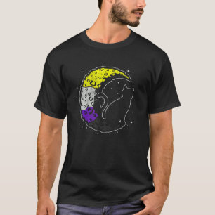 Icke-binärt Pride för Måne Space-katt med lgbt med T Shirt