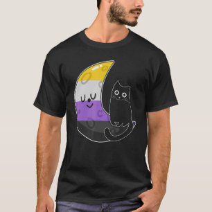 Icke-binärt Pride för Måne Space-katt med lgbt med T Shirt
