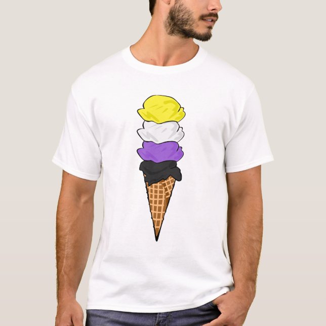 Icke-binärt Pride Ice Cream T Shirt (Framsida)