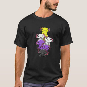 Icke-binärt Pride och könsorgan Axolotl Pile T Shirt