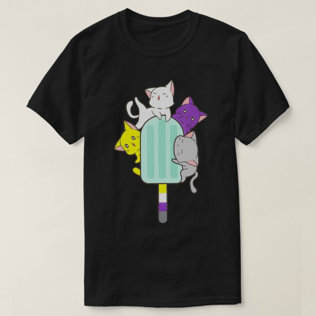 Icke-binärt Pride Pan Cat Kawaii LGBTQ icke-binärt T Shirt (Design framsida)
