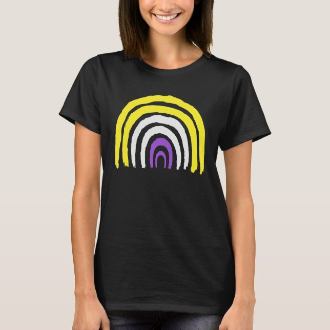 Icke-binärt Pride regnbåge T Shirt (Framsida)