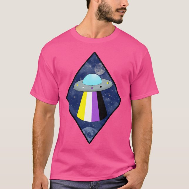 Icke-binärt Pride Ufo Classic T Shirt (Framsida)