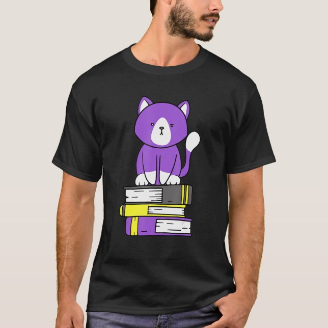 Icke-binärt subtilt Pride Cute Bok Pile non Bina T Shirt (Framsida)