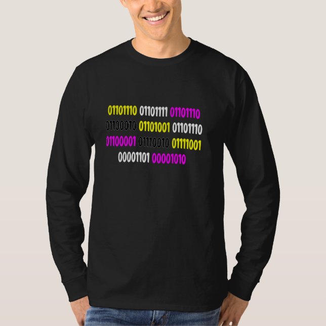 Icke-bindande i binär Flagga Färg T Shirt (Framsida)