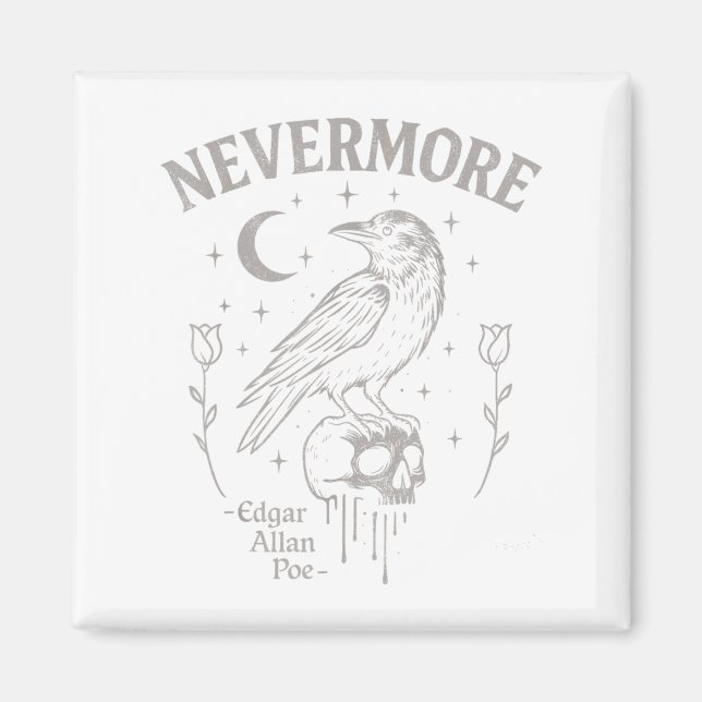 Icke desto fler Raven Skull Art, Gothic Edgar Alla Magnet (Framsidan)