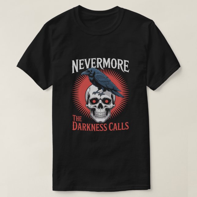 Icke desto fler Raven Skull Gothic Horror Tee (Design framsida)