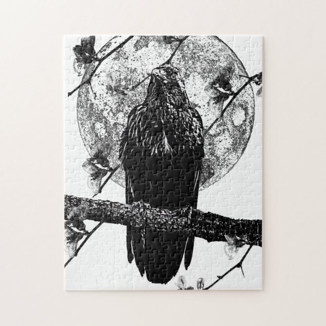 Icke desto mer Raven och måne Jigszle Puzzle Pussel (Vertikal)