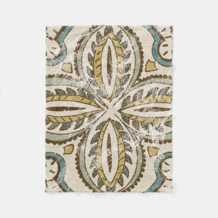 Icke-embelfärgat batikkvadrat III Fleecefilt