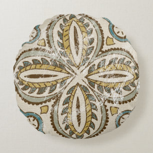 Icke-embelfärgat batikkvadrat III Rund Kudde