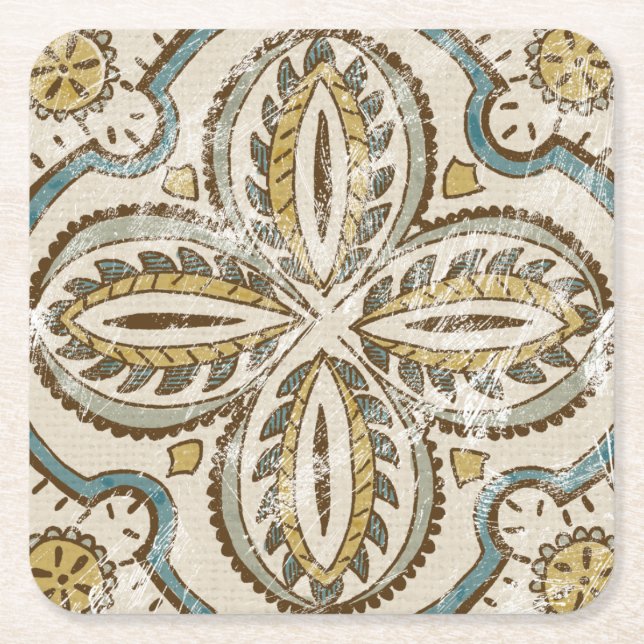 Icke-embelfärgat batikkvadrat III Underlägg Papper Kvadrat (Framsidan)