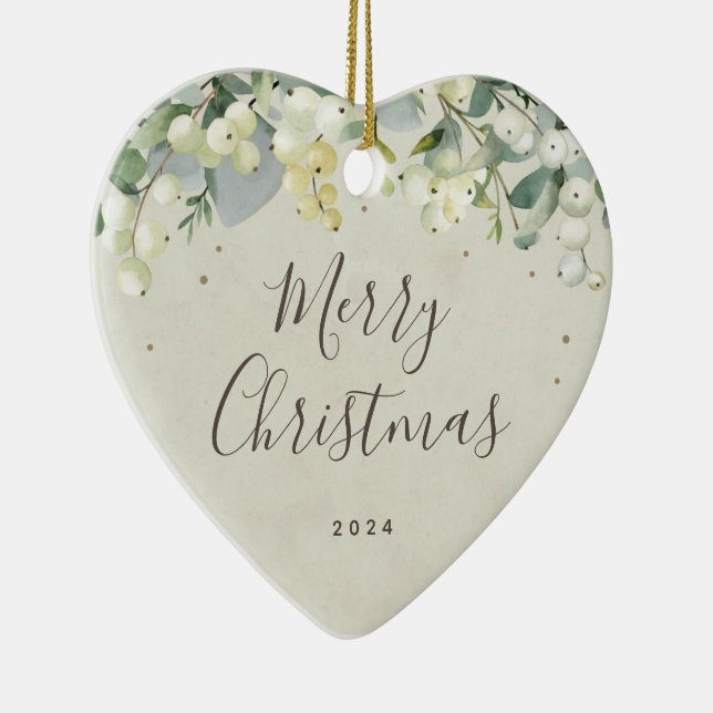 Icke-foto anpassad snöbär jul hjärtformad julgransprydnad keramik (Höger)