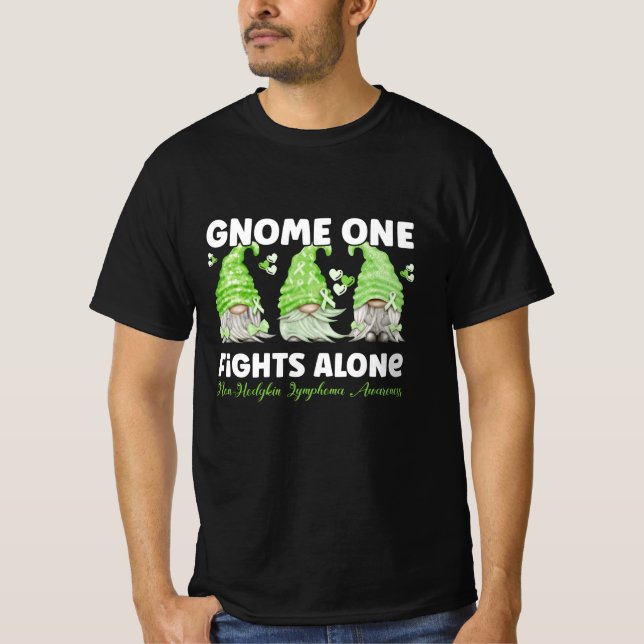 Icke-hodgkin Lymphoma Cancer Lime Ribbon Gnome T Shirt (Framsida)