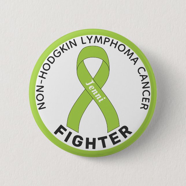 Icke-hodgkin Lymphoma Fighter Ribbon White Button Knapp (Framsida)