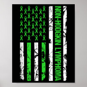 Icke-hodgkin Lymphoma Flagga Lime Green Ribbon Poster