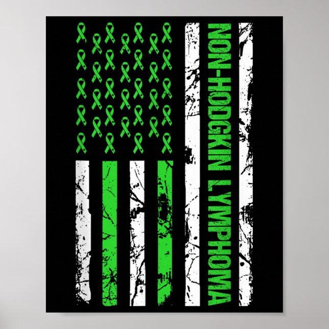 Icke-hodgkin Lymphoma Flagga Lime Green Ribbon Poster (Framsidan)
