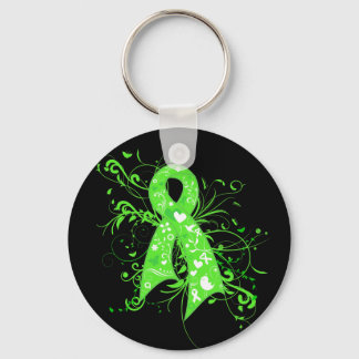Icke-hodgkins Lymphoma Blommigt Swirls Ribbon Nyckelring