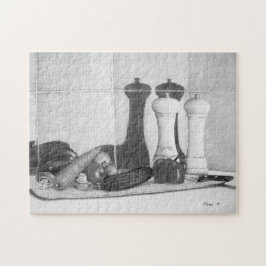 Icke levande målargrönsaker på huggbord pussel