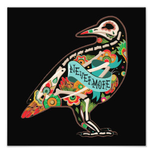 Icke-mer Sugar Skull Raven Fototryck