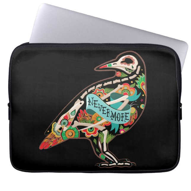 Icke-mer Sugar Skull Raven Laptop Fodral (Framsidan)