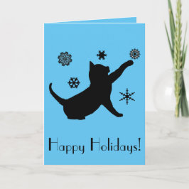 Icke-nämnande Helgdag Cat med Snöflingor Helgkort
