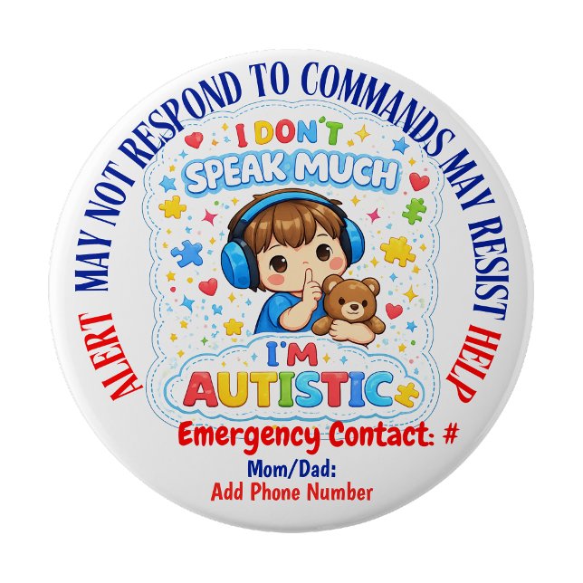 Icke-verbal autismsignalnål   knapp (Non Verbal Autism alert pin badge)