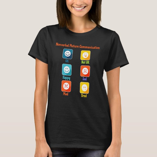 Icke verbal Bild Communication Autism Aba Slp Spe T Shirt (Framsida)
