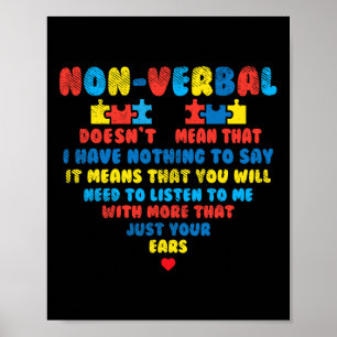 Icke verbyl Heart Puzzle Lyssna Autism Awareness K Poster