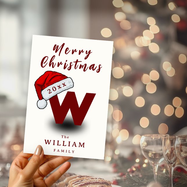 Ickefoto för Julskriptfamiljen Namn Monogram Julkort (Christmas Script Family Name Monogram Non Photo Holiday Card)