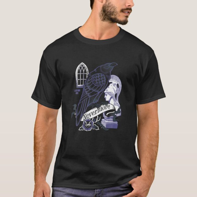 Ickmore Raven Gothic Poetry Bok Älskare Poe T Shi T Shirt (Framsida)