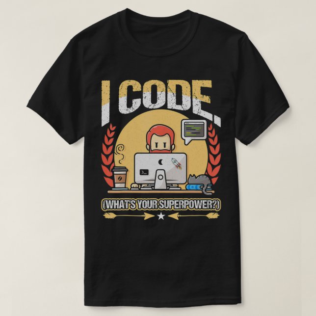 ICode What's Superpower Programmer Nerd T Shirt (Design framsida)