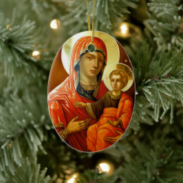 Icon of Saint Mary with Lord Jesus Julgransprydnad Keramik