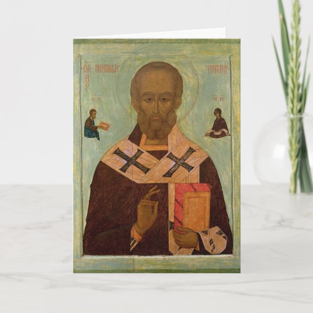 Icon of St. Nicholas Helgkort (Framsida)