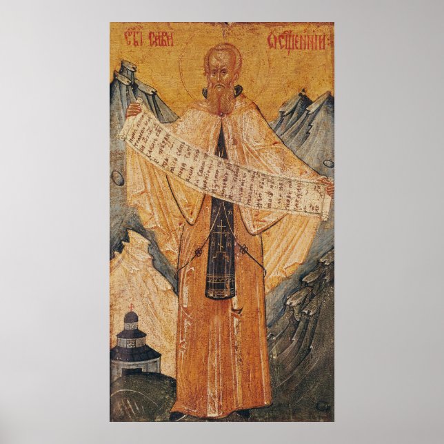 Icon of St. Sabas of Jerusalem, 1572 Poster (Framsidan)