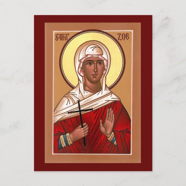 Icon Prayer Card Saint Zoe - Blank längst bak Vykort (Framsida)