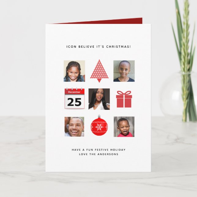 ICON tror på julen 5 PHOTO COLLAGE Modern Helgkort (Framsida)
