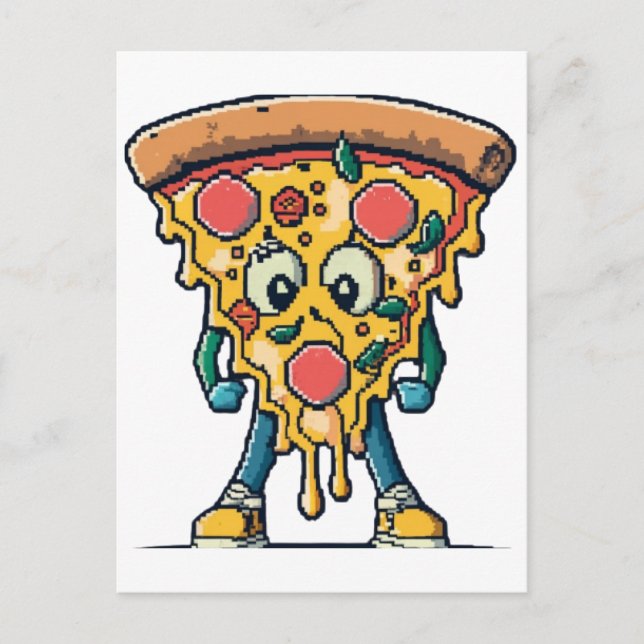 icône souriante pizza mignonne vykort (Framsida)