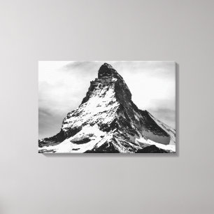 Iconic alpint berg Matterhorn i svart och Whi Canvastryck