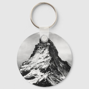 Iconic alpint berg svartvita Matterhorn Nyckelring