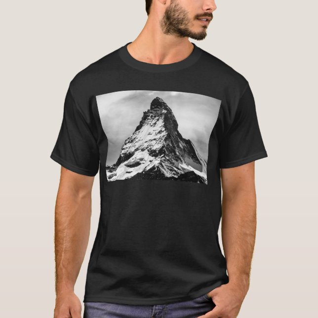 Iconic alpint berg svartvita Matterhorn T Shirt (Framsida)