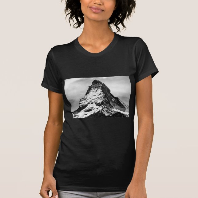 Iconic alpint berg svartvita Matterhorn T Shirt (Framsida)