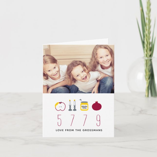 Iconic Apple honung Rosh Hashanah noterar det röda Helgkort (Framsida)