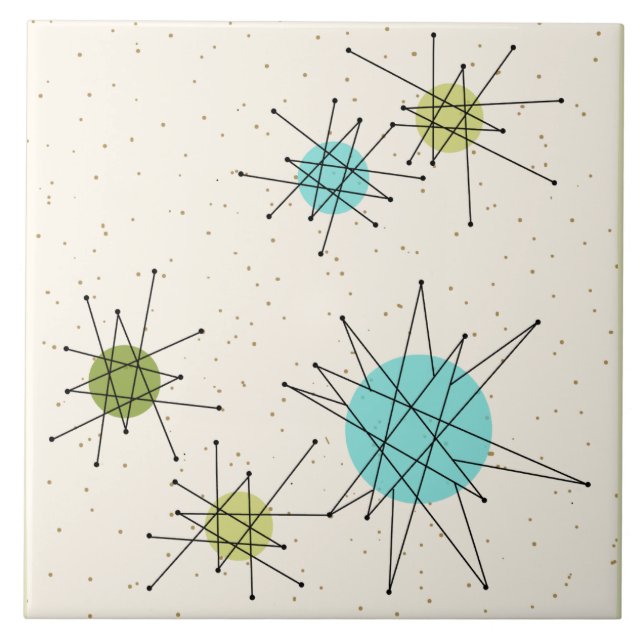 Iconic atom- Starbursts stora keramiska belägger Kakelplatta (Framsidan)