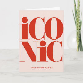 Iconic Bold Typography Pink and Red Birthday Card Kort