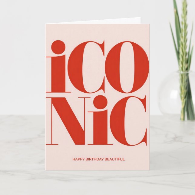 Iconic Bold Typography Pink and Red Birthday Card Kort (Framsida)