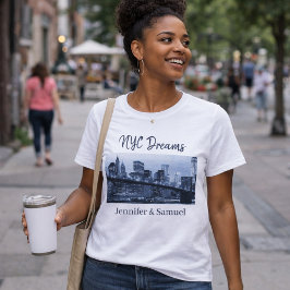 Iconic Brooklyn Bridge NYC Dreams Romantic Couples T Shirt