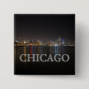 Iconic Chicago Skyline över Sjö Michigan Knapp