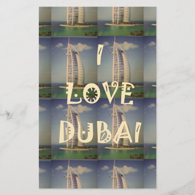 Iconic Dubai: "I Kärlek Dubai" Vector Graphic desi Brevpapper (Framsida)