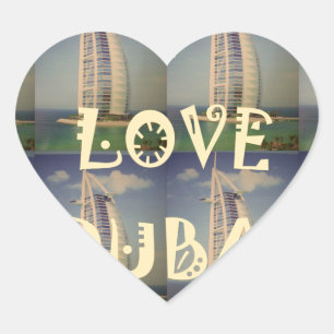 Iconic Dubai: "I Kärlek Dubai" Vector Graphic desi Hjärtformat Klistermärke