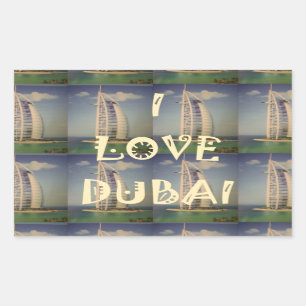 Iconic Dubai: "I Kärlek Dubai" Vector Graphic desi Rektangulärt Klistermärke